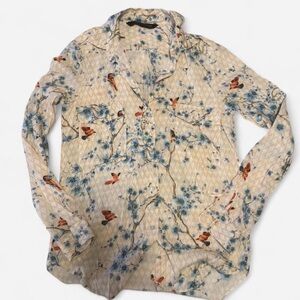 Zara Blue Floral Print Shirt